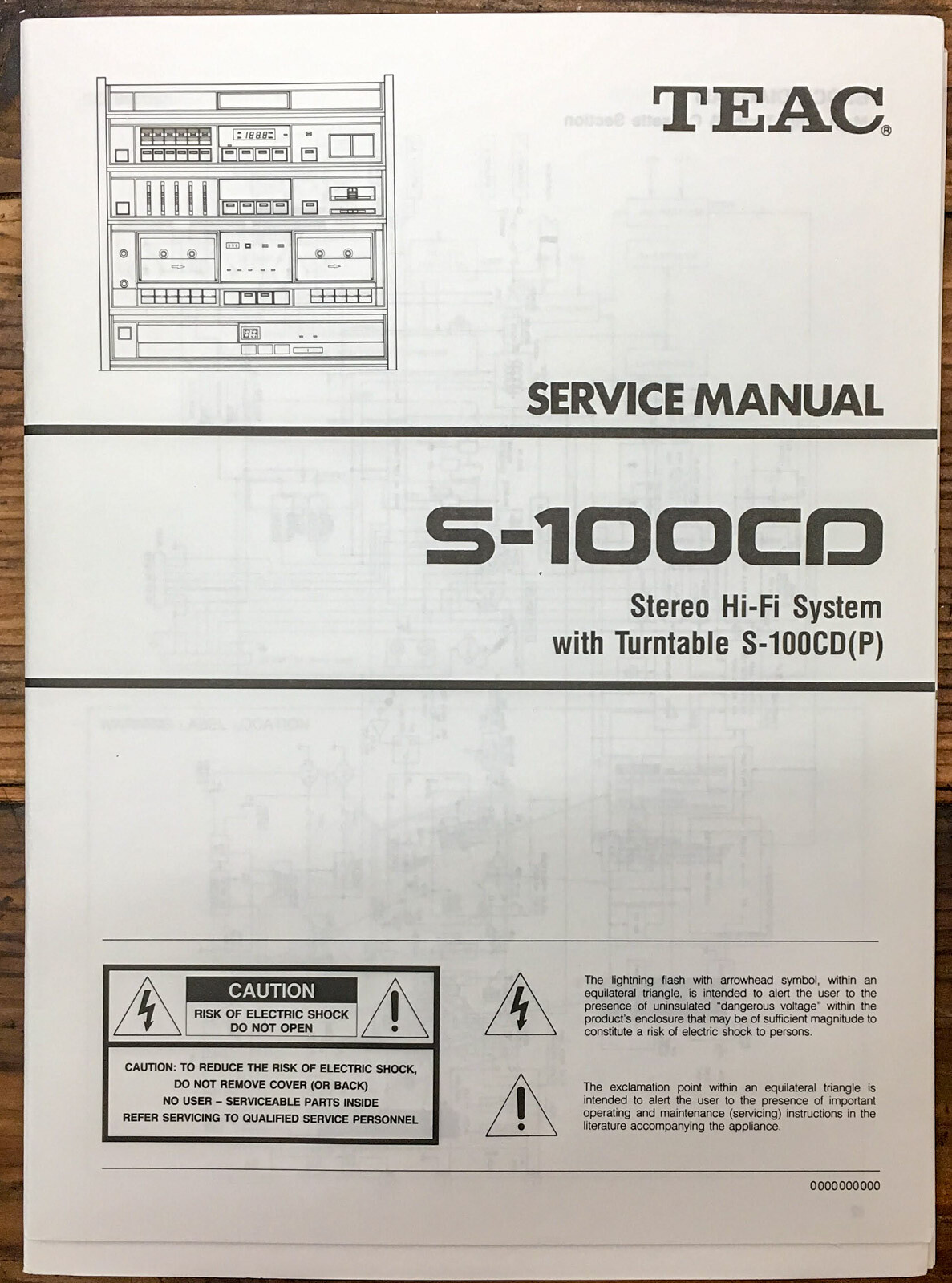 TEAC S-100CD S-100 CD Stereo  Service Manual *Original*