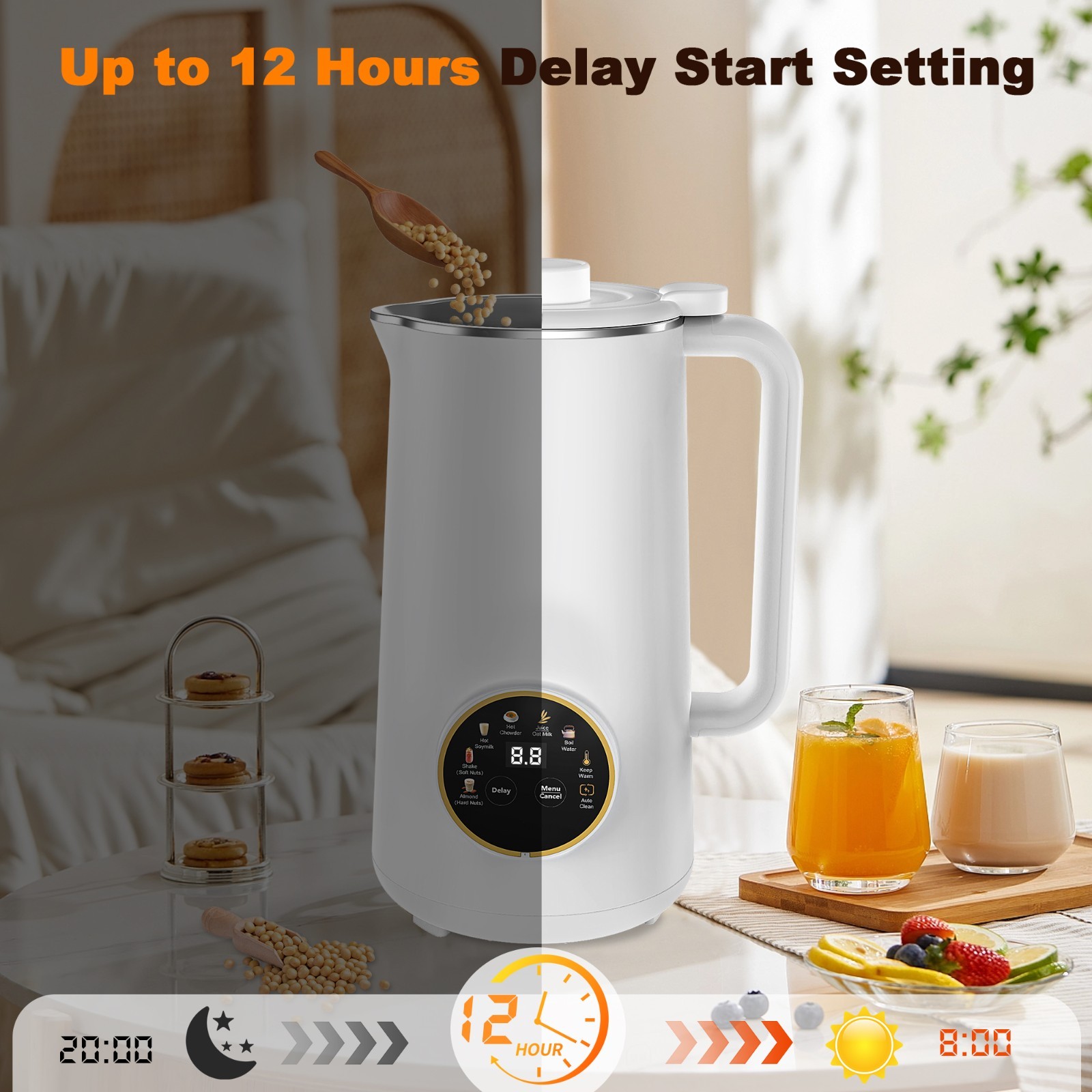 Moreblue 10-in-1 Automatic Nut Milk Maker, 34oz Soy Milk Maker Machine