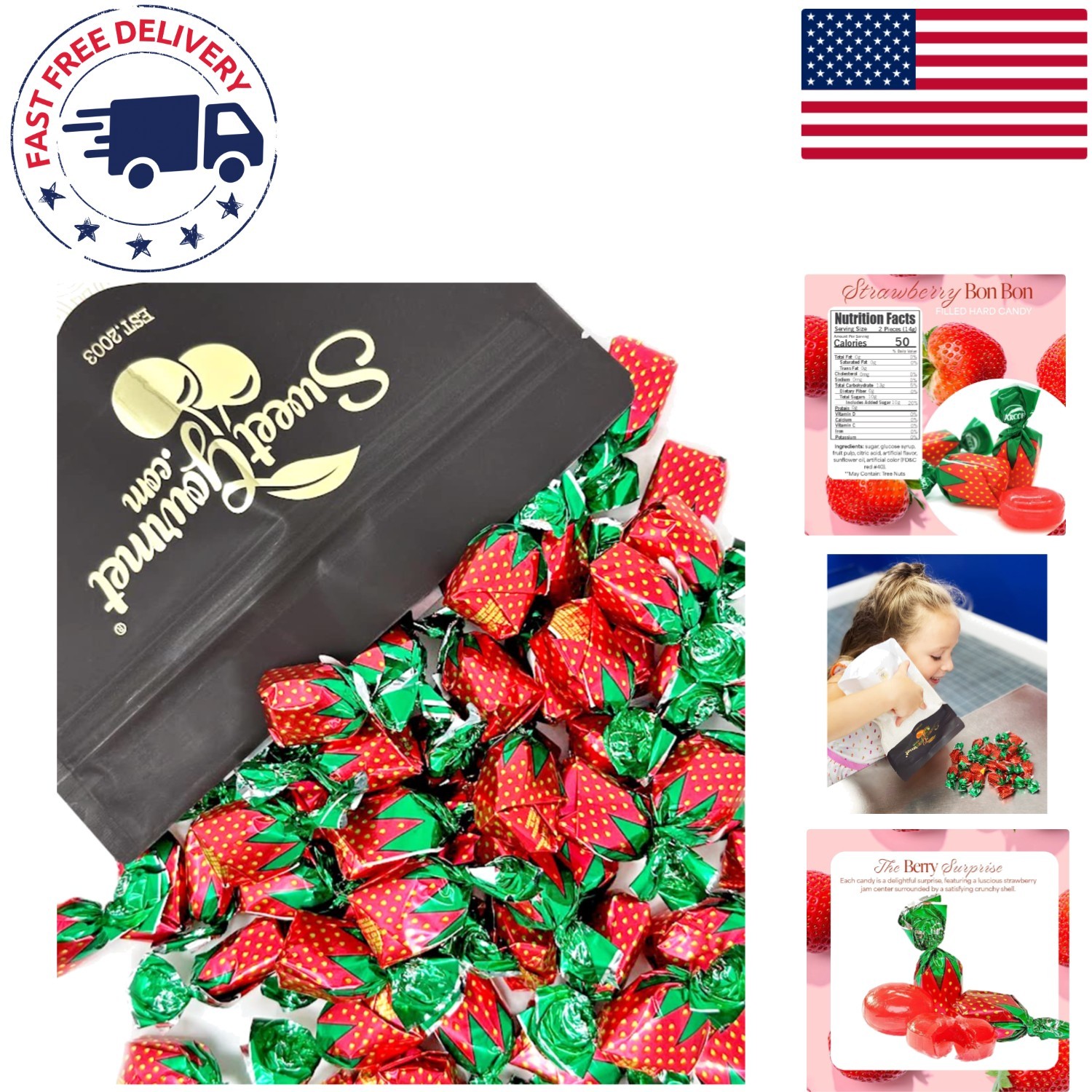 Individually Wrapped Strawberry Bon Bons - Perfect for All Ages and Occasions