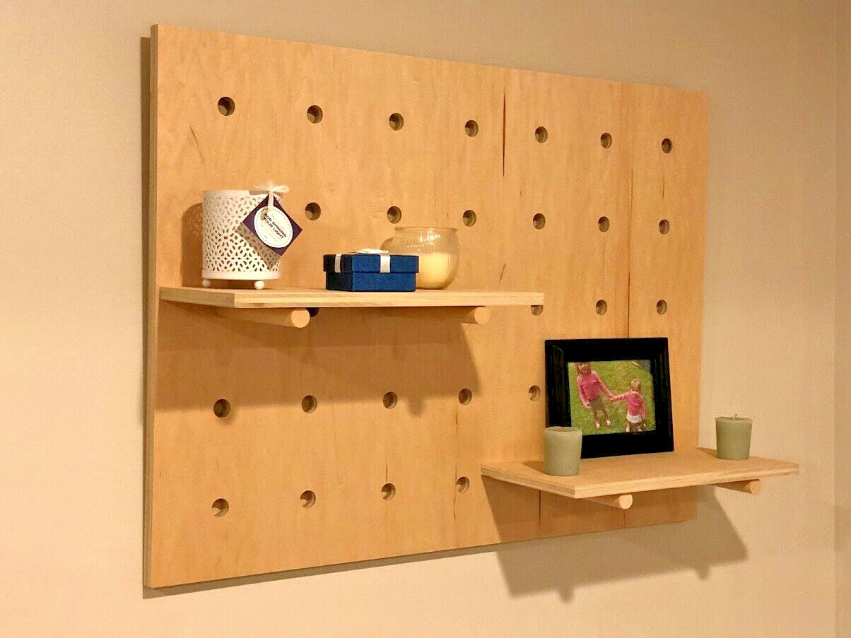 Modern Pegboard Display, Custom Wood Wall Orgainizer