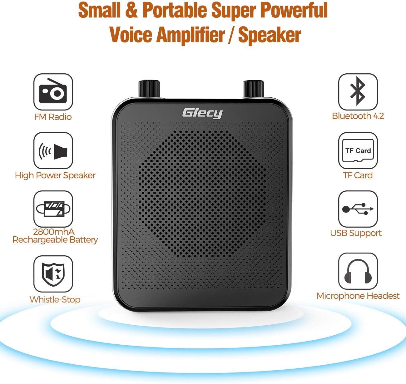30W Rechargeable Voice Amplifier With Bluetooth Microphone And Speaker Function