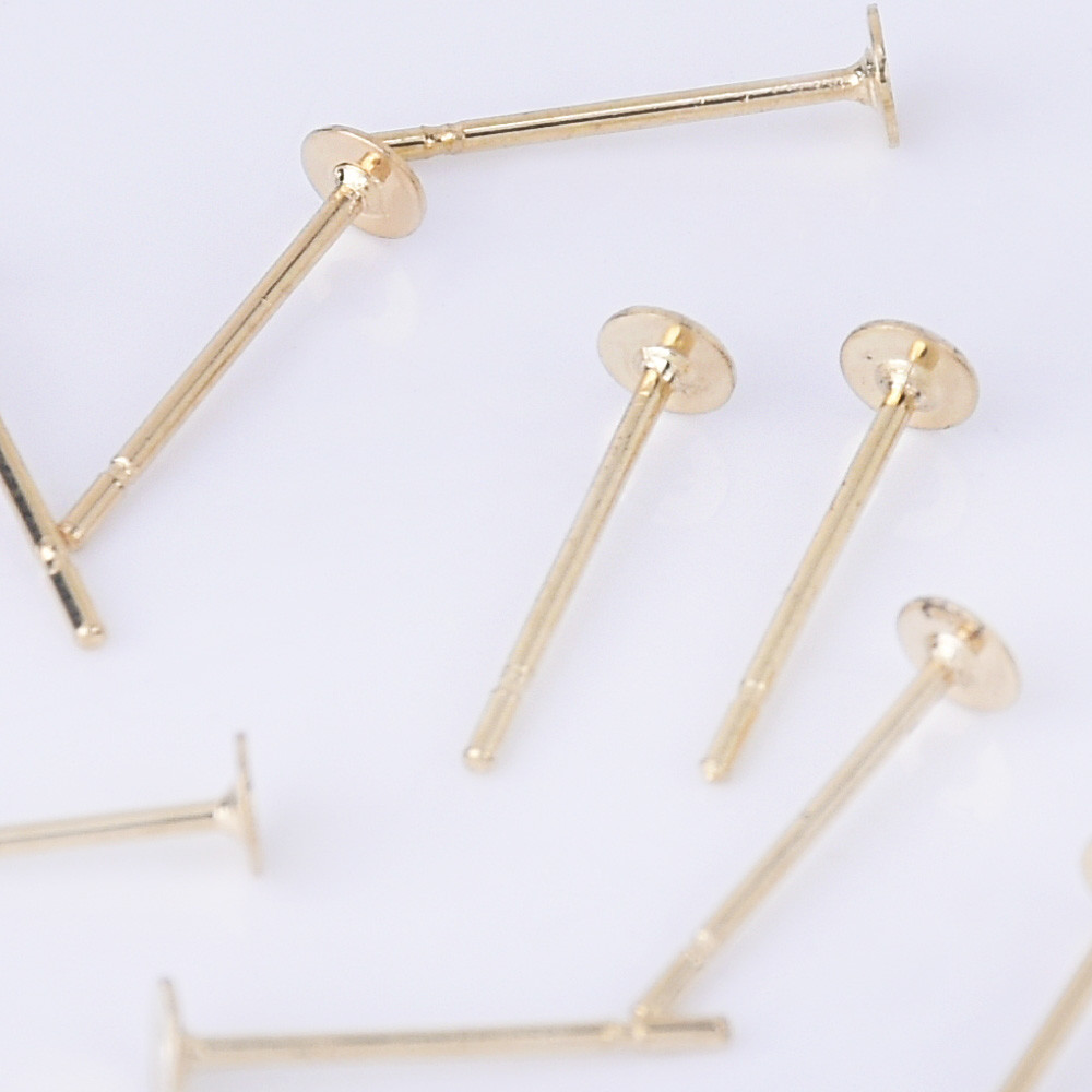 Stainless Steel Bezel Earring Studs Flat Pad Earring Posts with Ear Nut 50pcs