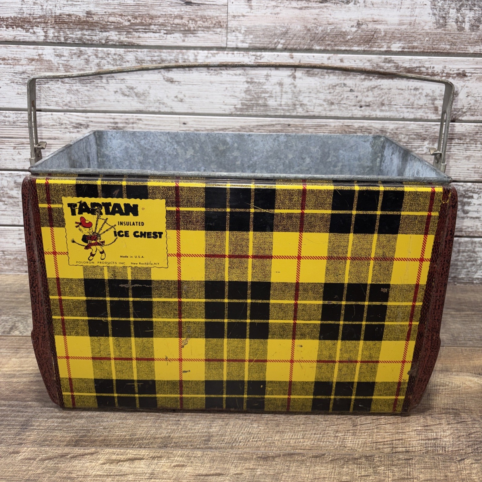 Vintage Tartan Insulated Ice Chest/Cooler Plaid Poloron Products U.S.A. *No Lid*