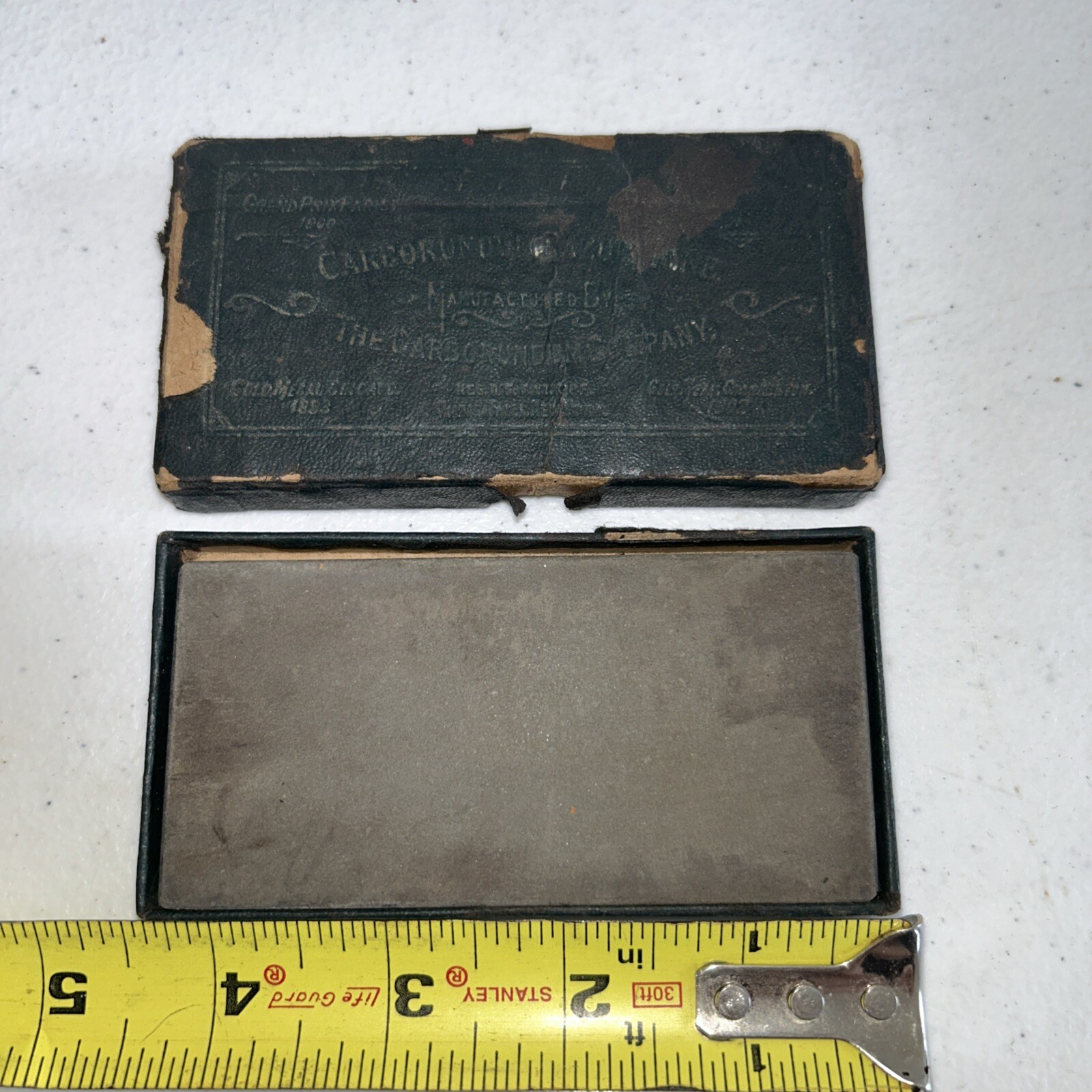 Antique Vintage Carborundum Razor Shapening Stone With Box 4 Inch