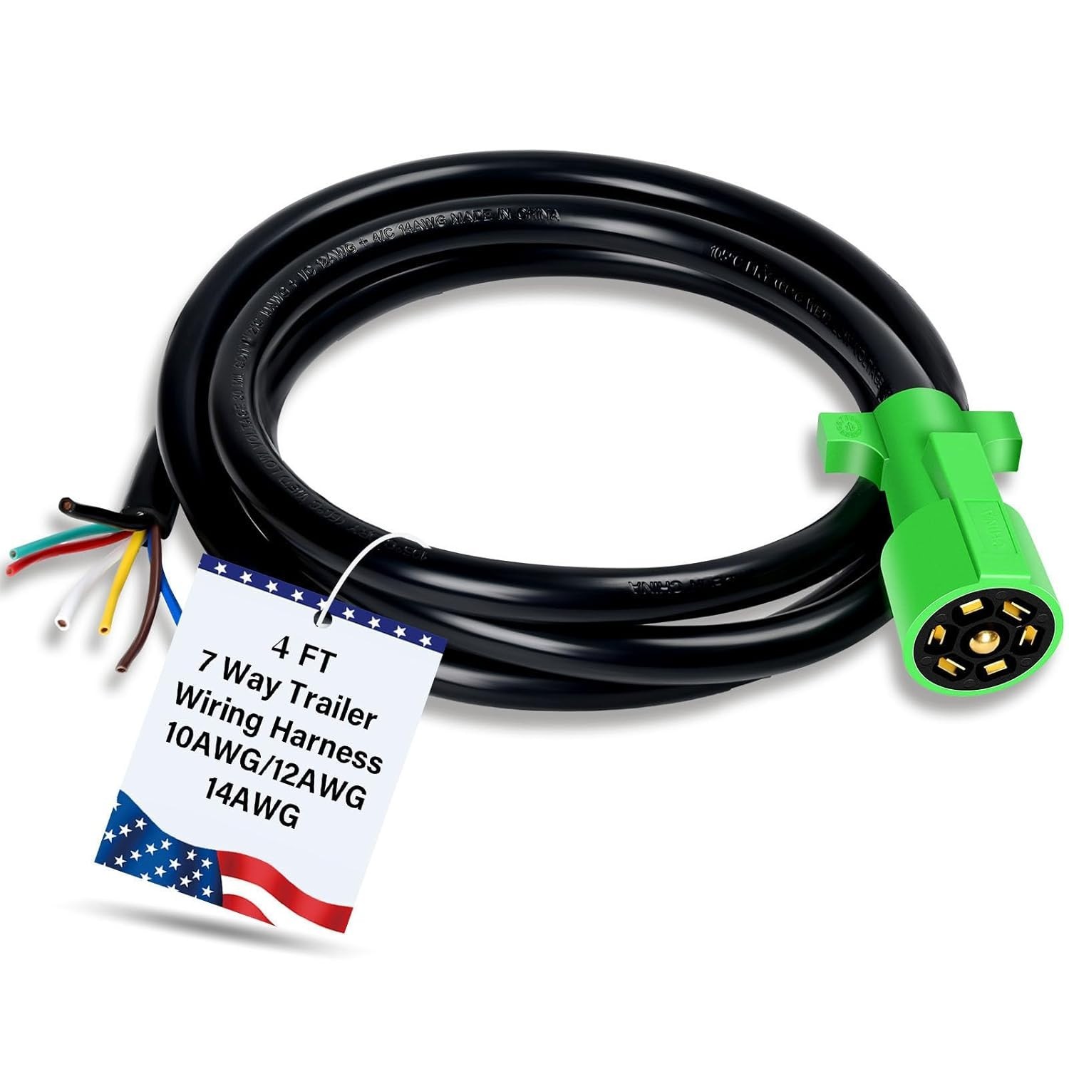 4 FT 7 Pin Trailer Plug 7 Way Trailer Plug 7 Pin Trailer Wiring-7Way-4FT