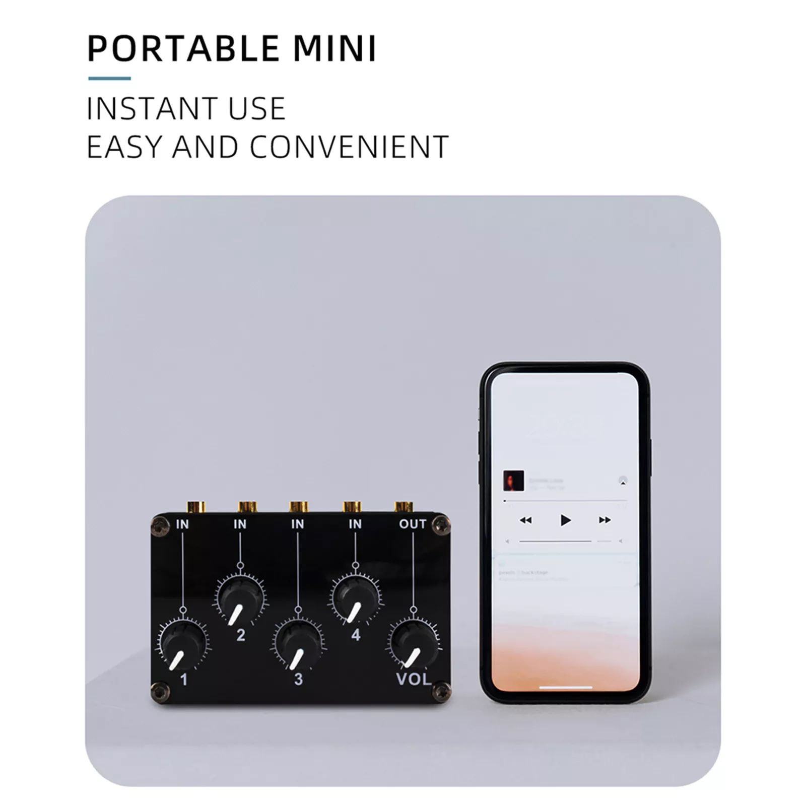 4-in-1-out Stereo Audio Mixer Support Four Independent Volume Controls