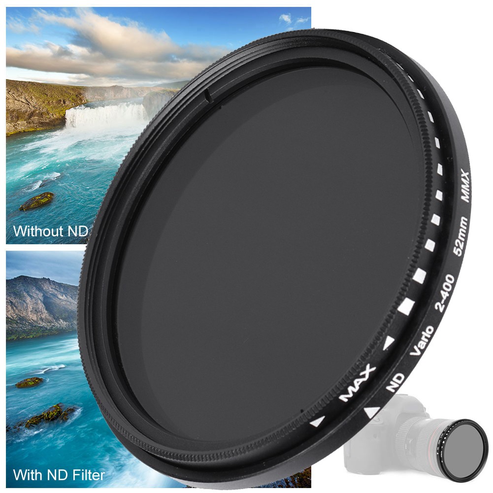 Junestar 52MM Neutral Density Lens ND Filter ND2ND400 Adjustable For SLR