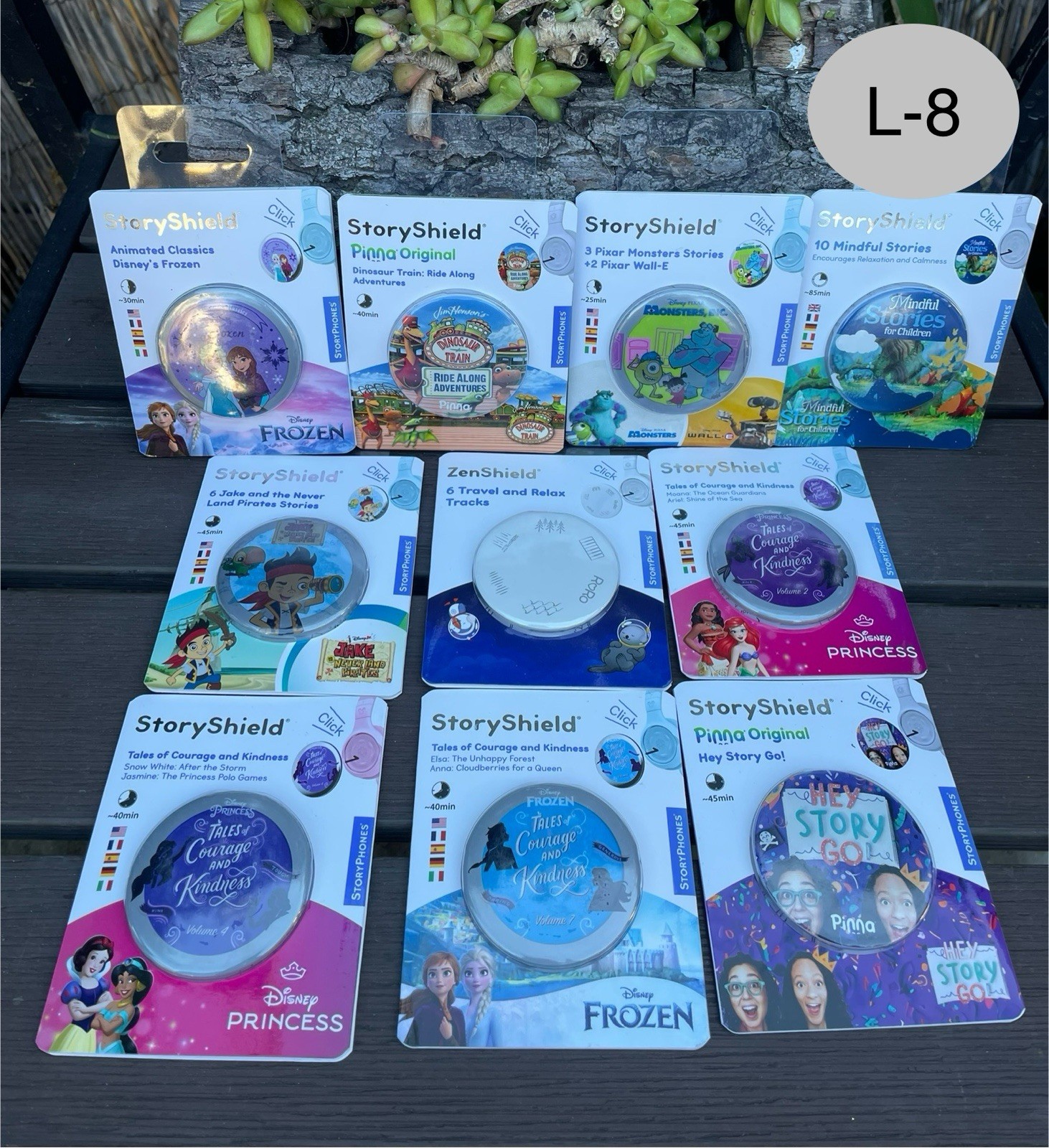 Lot Of 10 Story Shields For StoryPhones Disney Princess, FROZEN, Pixar Monsters.