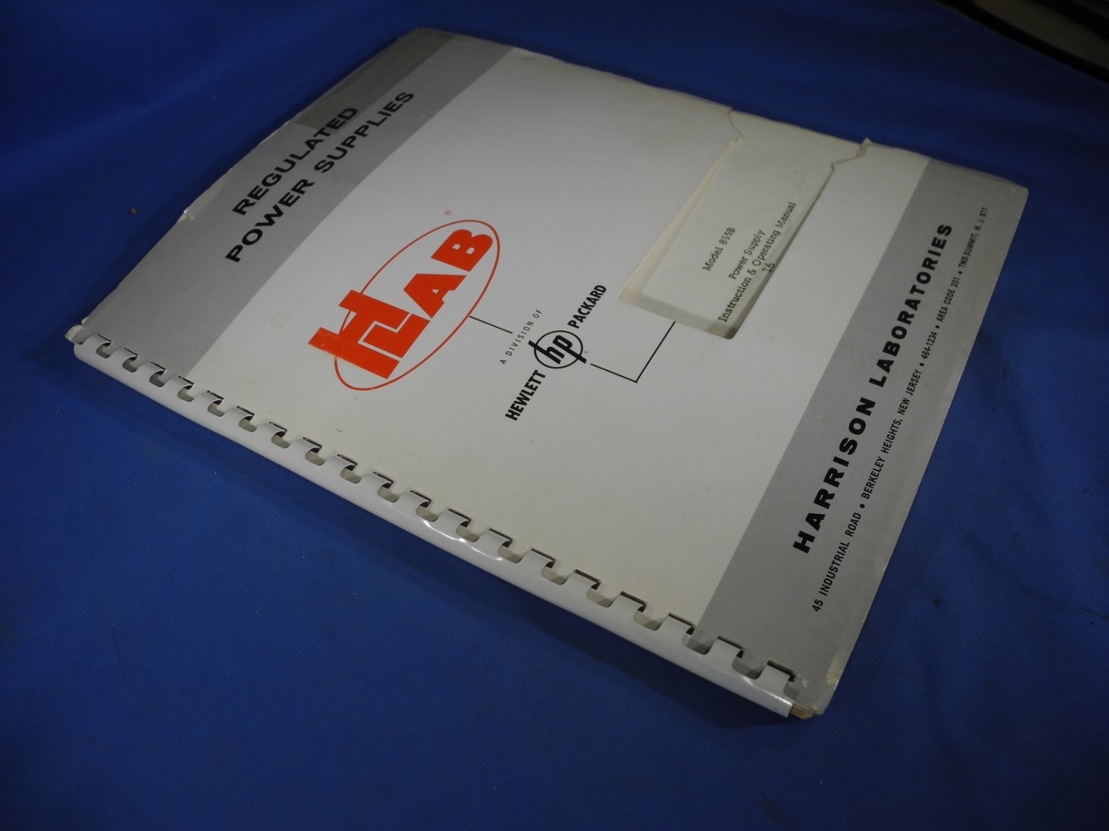 Original HLAB REGULATED POWER SUPPLY MODEL 855B INSTRUCTION AND OPERATING MANUAL