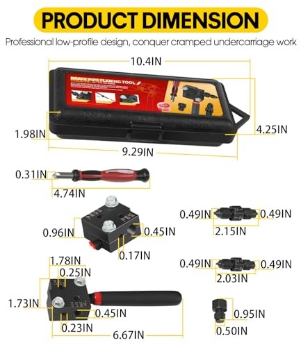 Low Profile Brake Flaring Tool Kit - Professional Single & Double Flare Tool