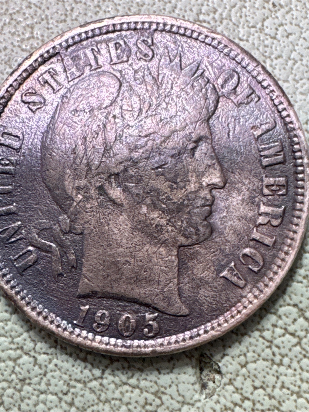 1905 S Barber Dime 10c Nice Original Toned
