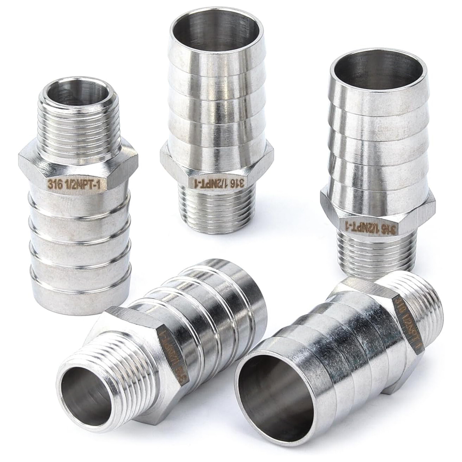 Male Threaded 304 Stainless Steel Barb Hose Pipe Fitting Tail Connector Adaptor