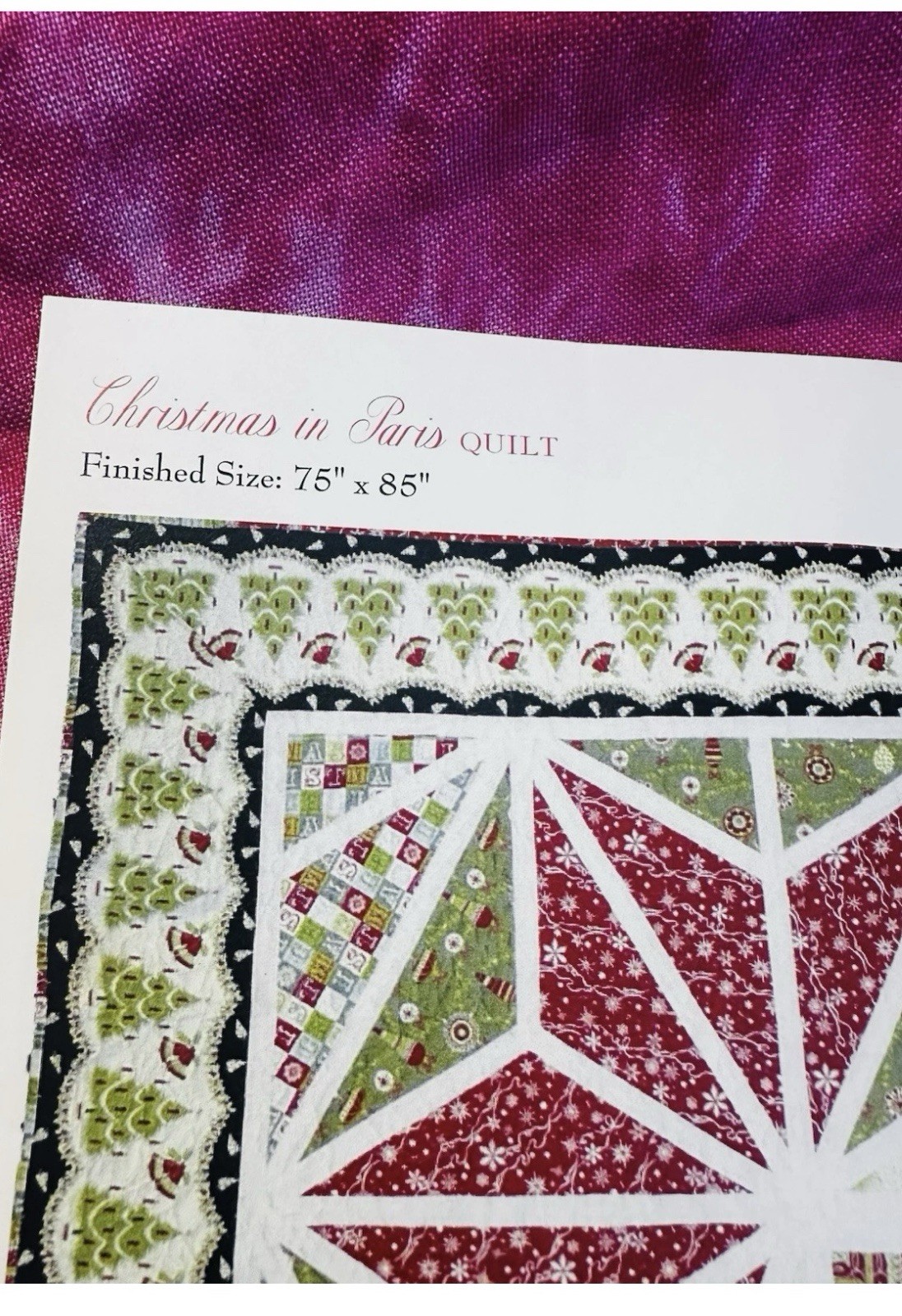 Anna Griffin's Christmas In Paris Quilt Pattern Instructions. New