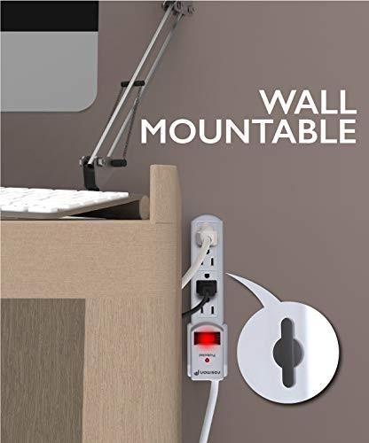Fosmon 4 Outlet Small Surge Protector Power Strip - 3Ft Short 1 PACK