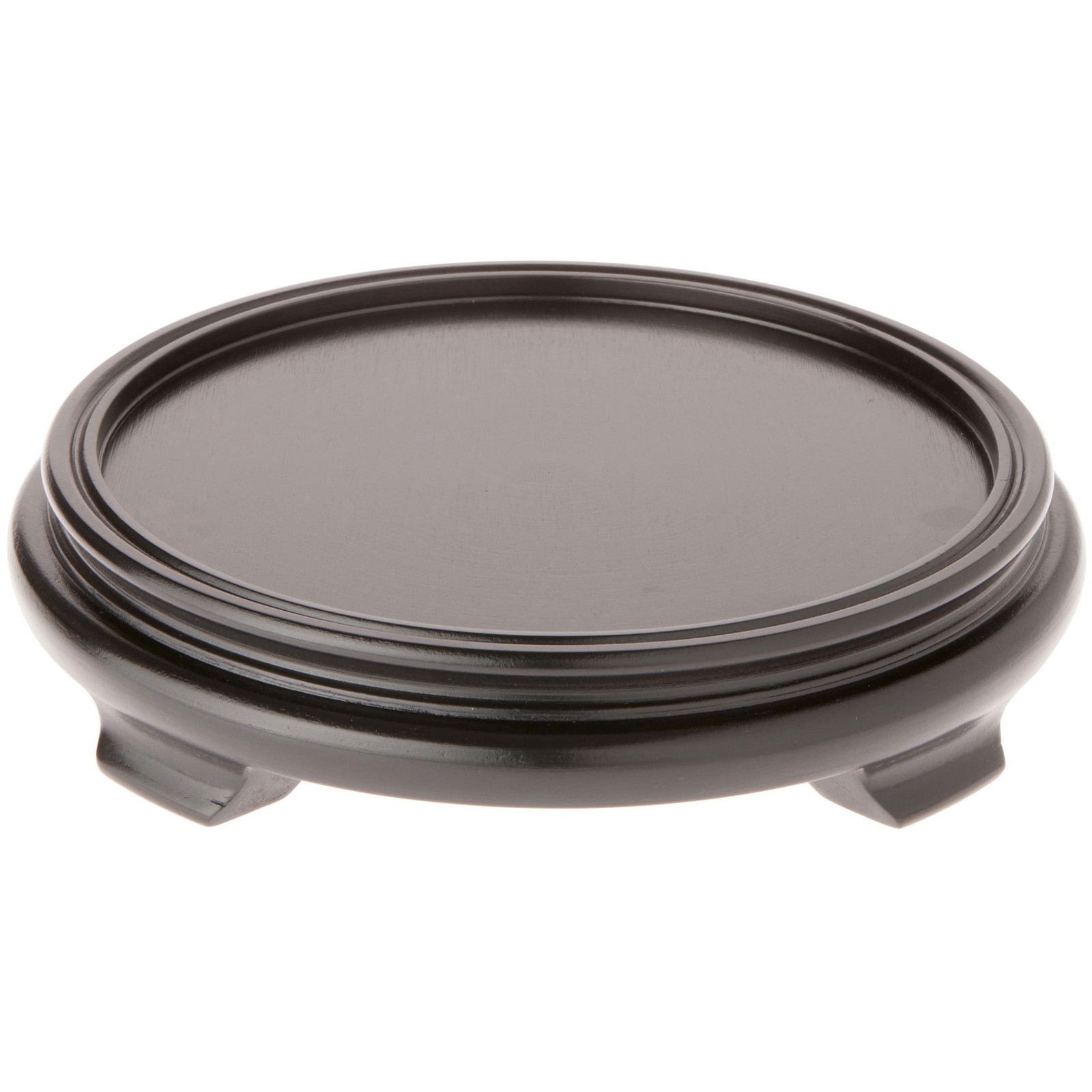 Plymor Black Round Wood Veneer Footed Display Base, 9.5" W x 9.5" D x 2" H