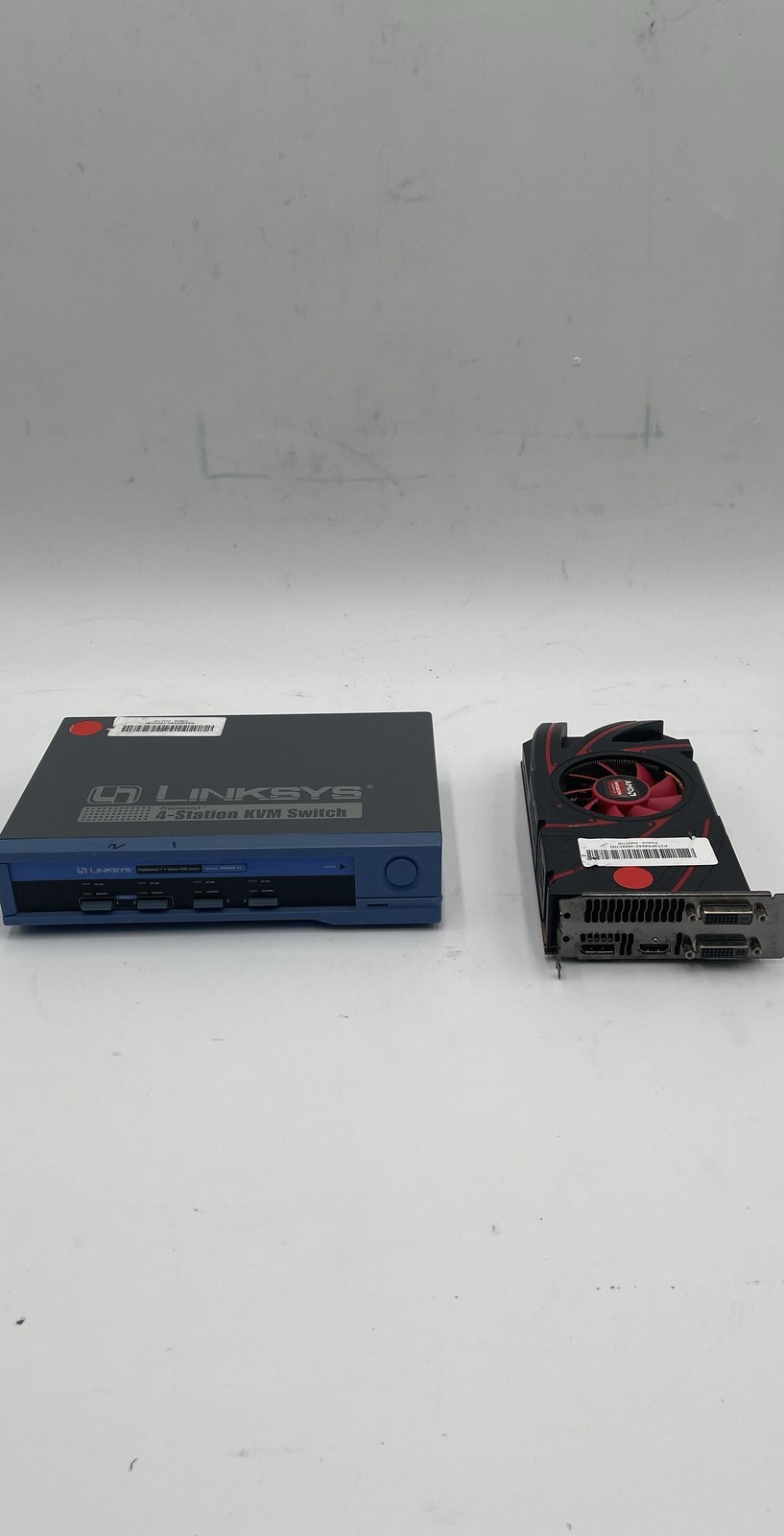 AMD Radeon R9 270 GPU Dell 09KYFK & Linksys SVIEW04 KVM Switch Parts Lot Of 2