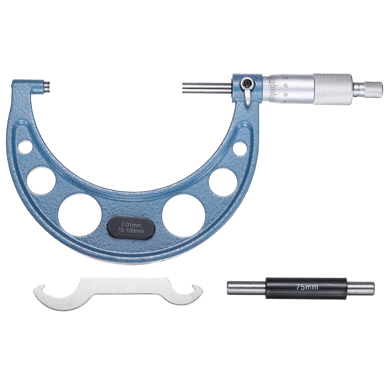 Metric Outside Micrometer, 75-100mm Range 0.0004"(0.01mm) Accuracy, Blue