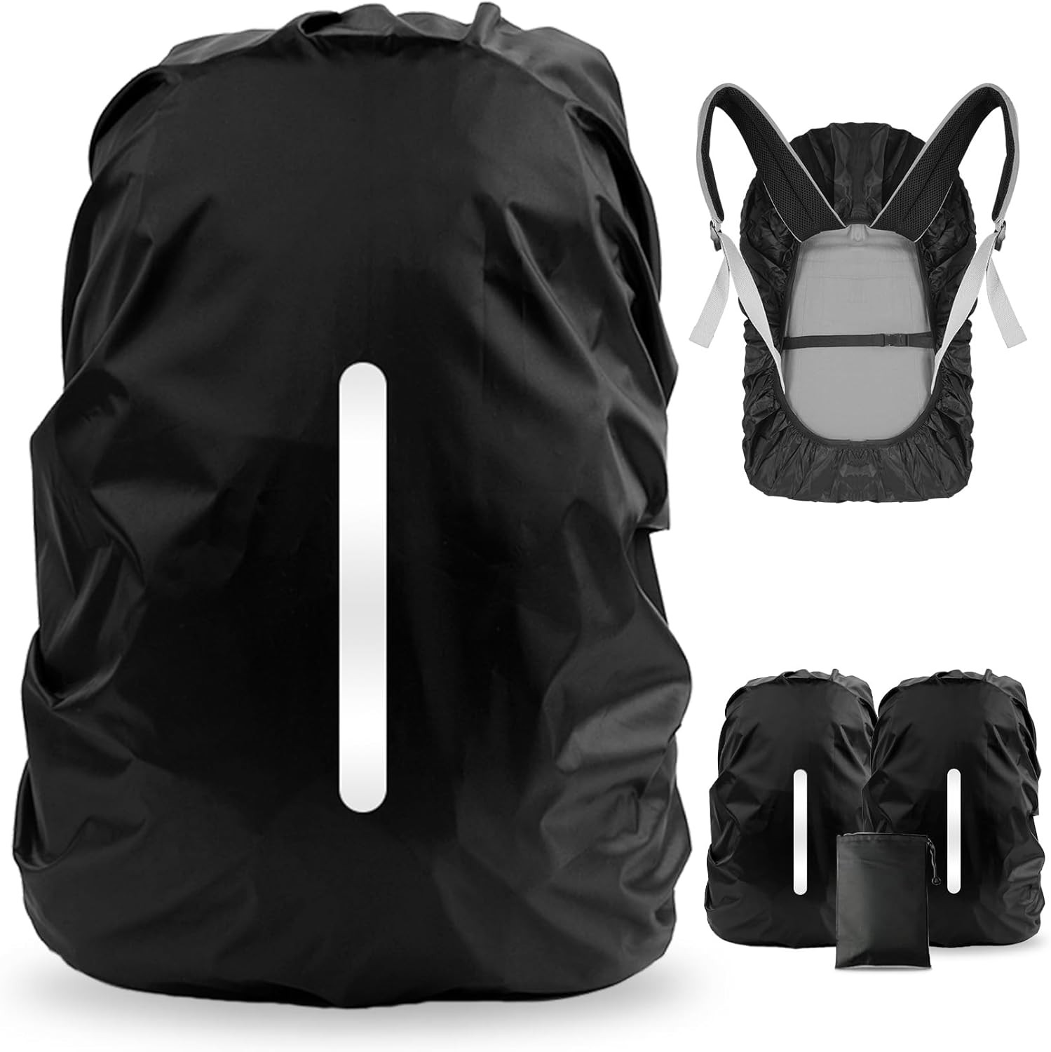 2 Pack Waterproof Rain Cover for Backpack, Reflective Rucksack Rain Cover for An