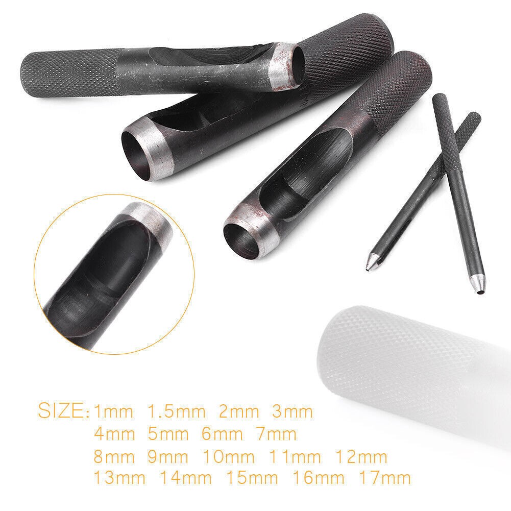 1-18mm Hollow Hole Steel Round Punch Cutter Tool Leather Belt Watch Band Gasket