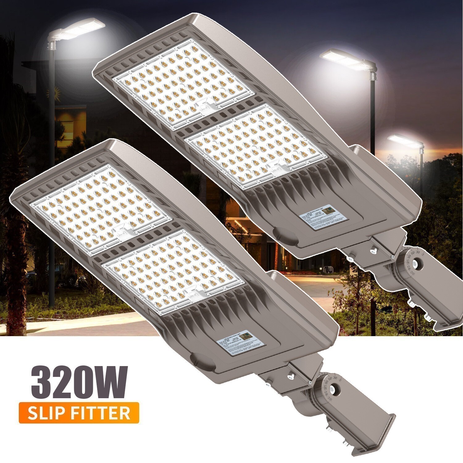 2 PACK LED Street Area Light 320W Shoebox Outdoor Parking Lot Pole Light Fixture