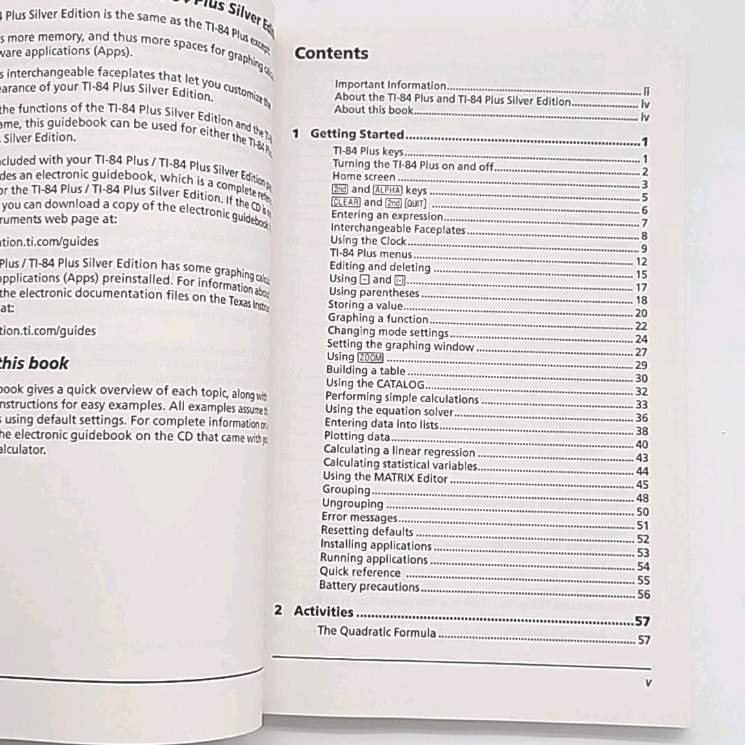 Texas Instruments Instruction Manual For TI-84 Plus & Silver Ed MANUAL ONLY