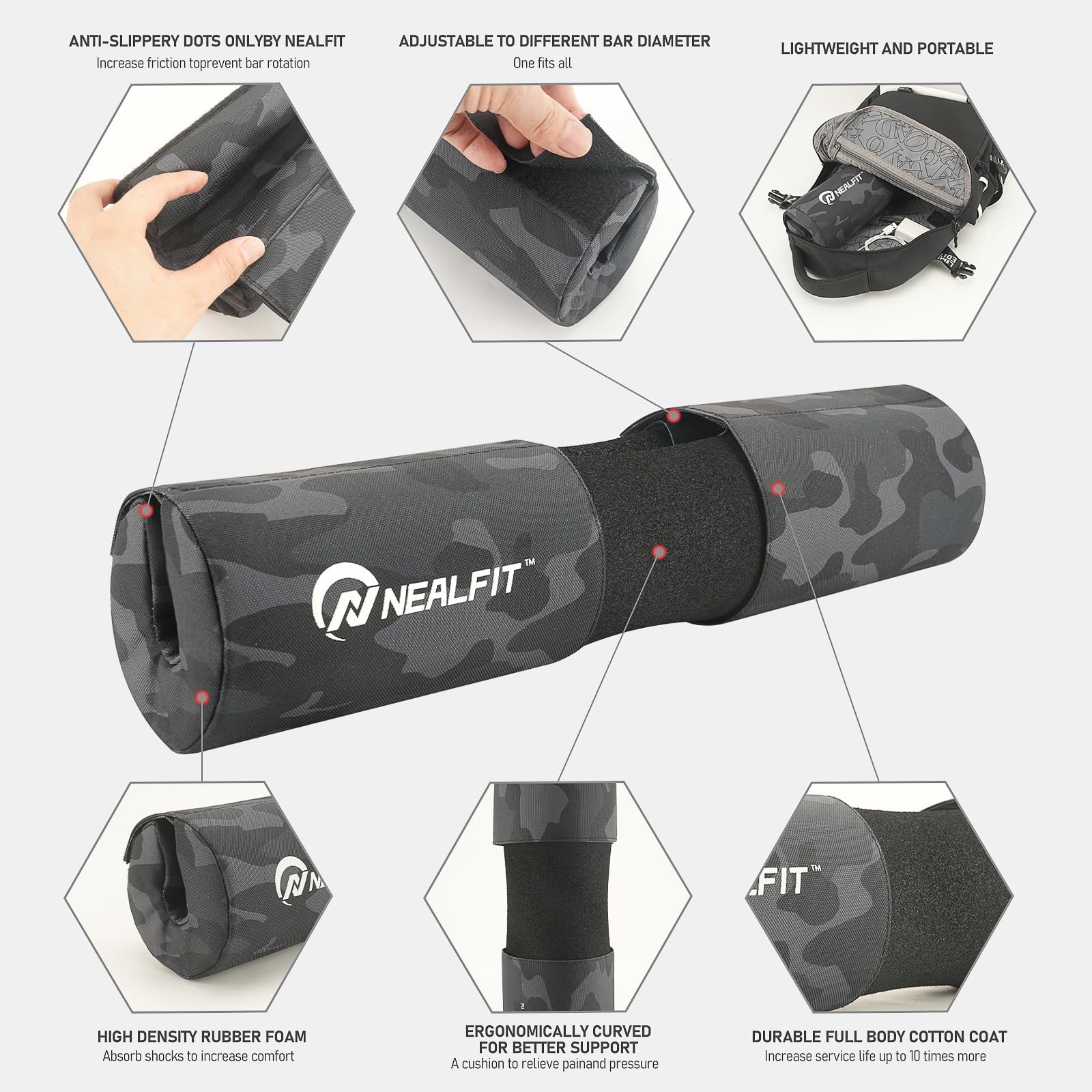 Squat Pad for Barbell, Hip Thrust, Neck Support Thick Nylon Padding