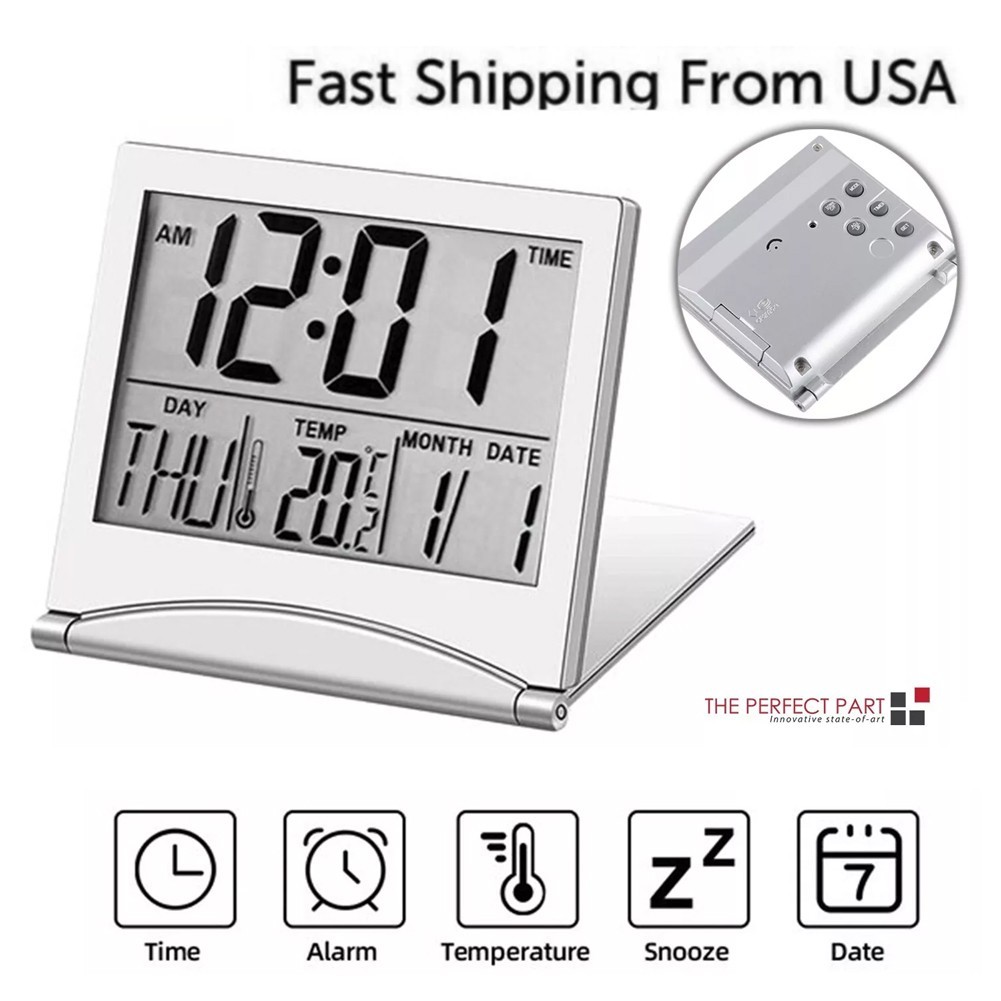 Slim Design Portable Alarm Clock with Large LCD Screen for Easy Viewing