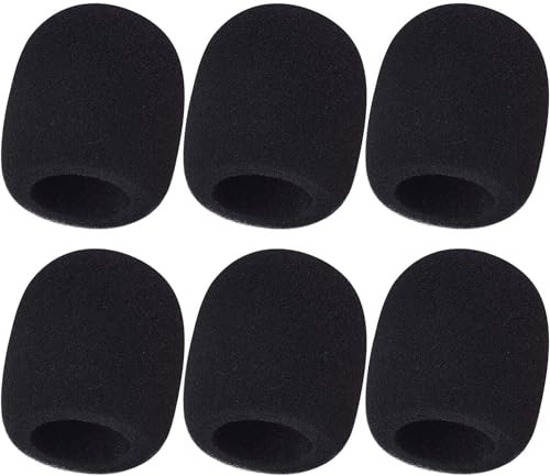 6 PCS Microphone Windscreen Foam Handheld Cover, Mic Covers for SM58, Black