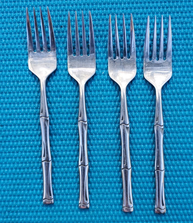 4-Rogers Citadel Bamboo Stanley Roberts SALAD FORKS 6 3/4"