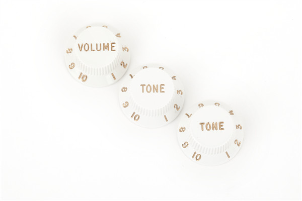 REAL Fender Knobs and Switch Tip USA MIM Volume Tone Push-On WHITE Set