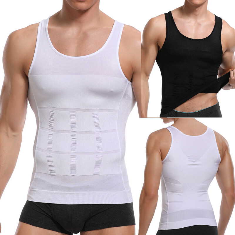 Mens Slimming Tummy Body Shaper Vest Compression T-Shirt Ultra Durable Tank Tops