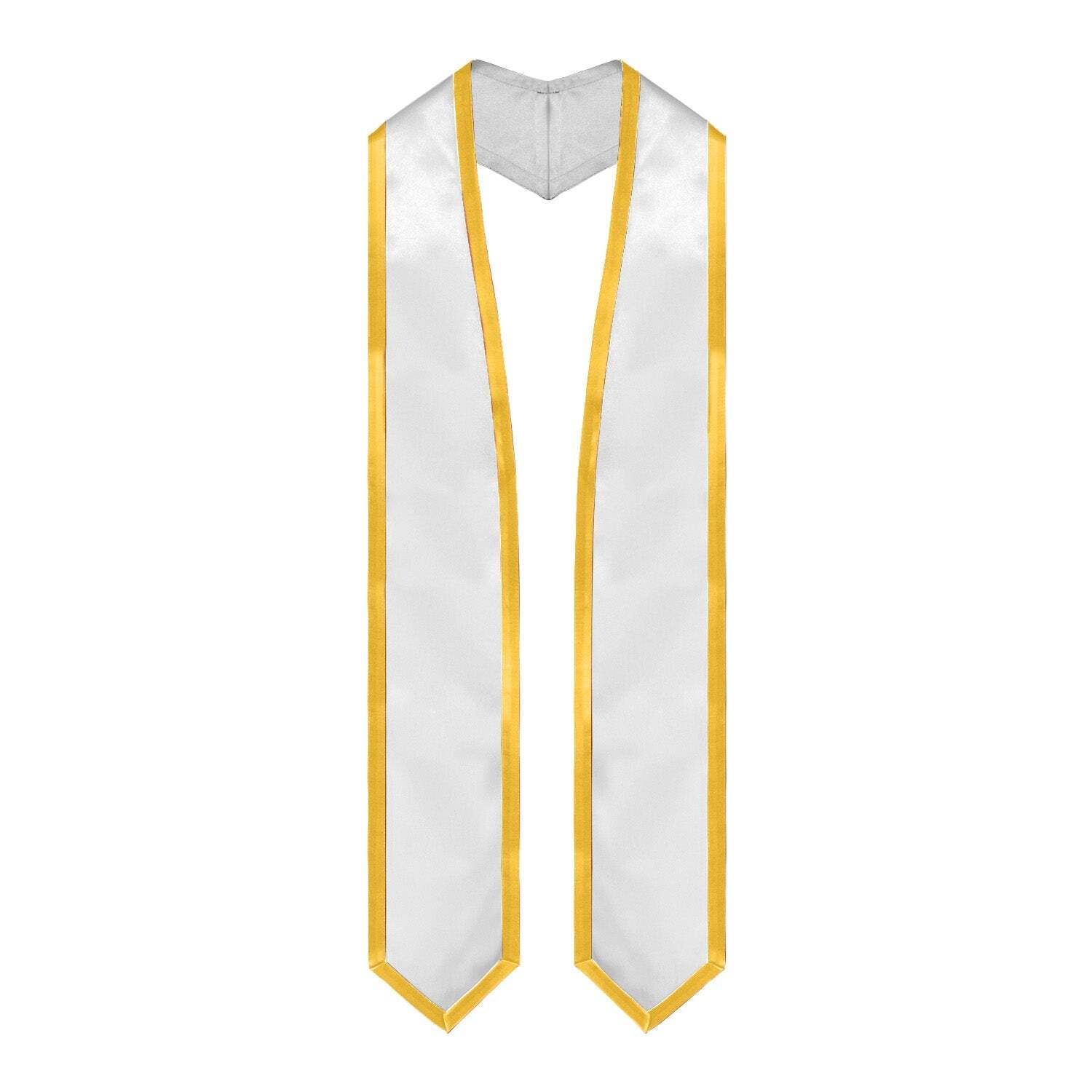 Endea Graduation White/Gold Plain Stole with Trim Color & Classic End