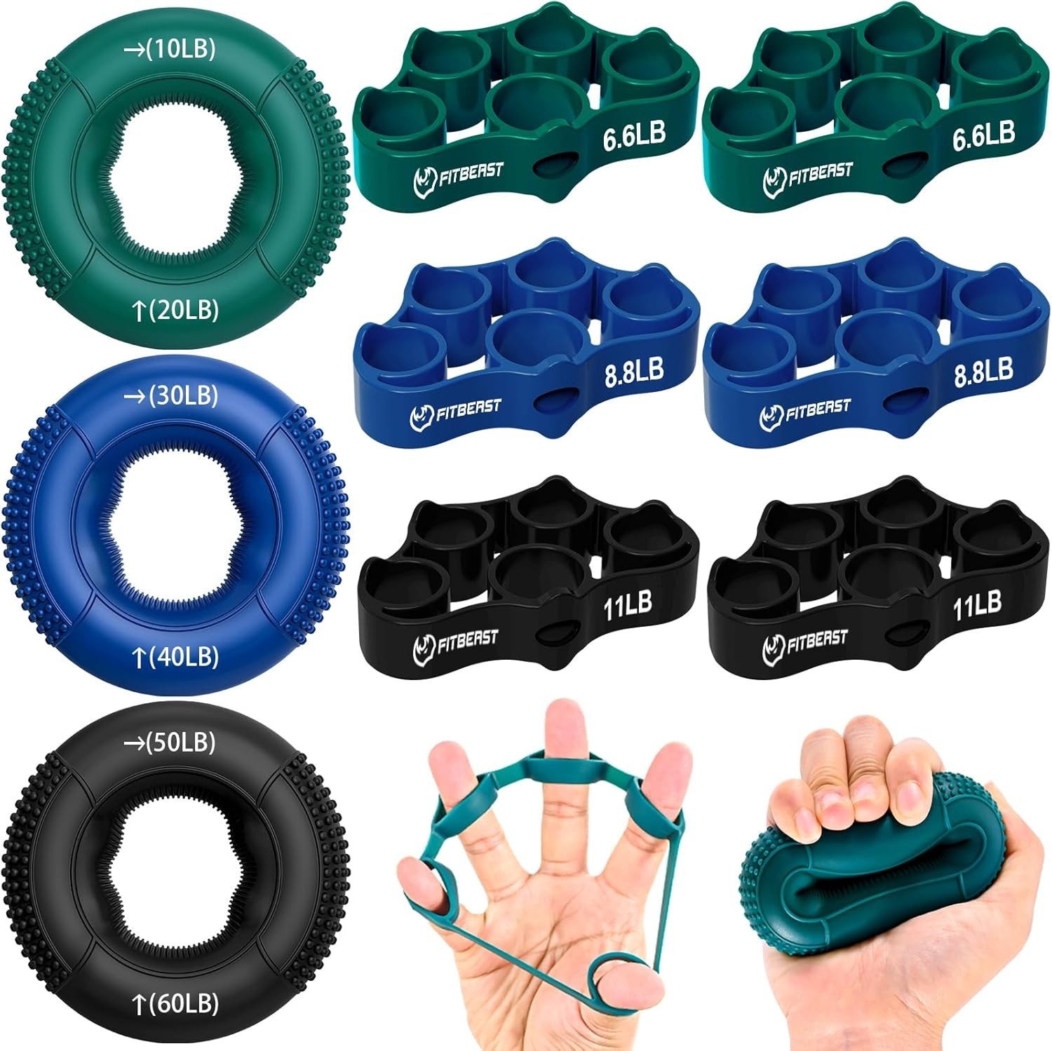 Grip Strength Trainer, Finger Exerciser,Forearm Strengthener 9pcs Kit, Hand G...
