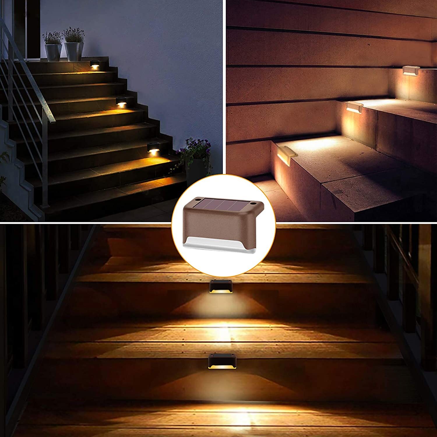 16Pcs Solar LED Deck Lights Outdoor Garden Patio Railing Decks Path Lighting