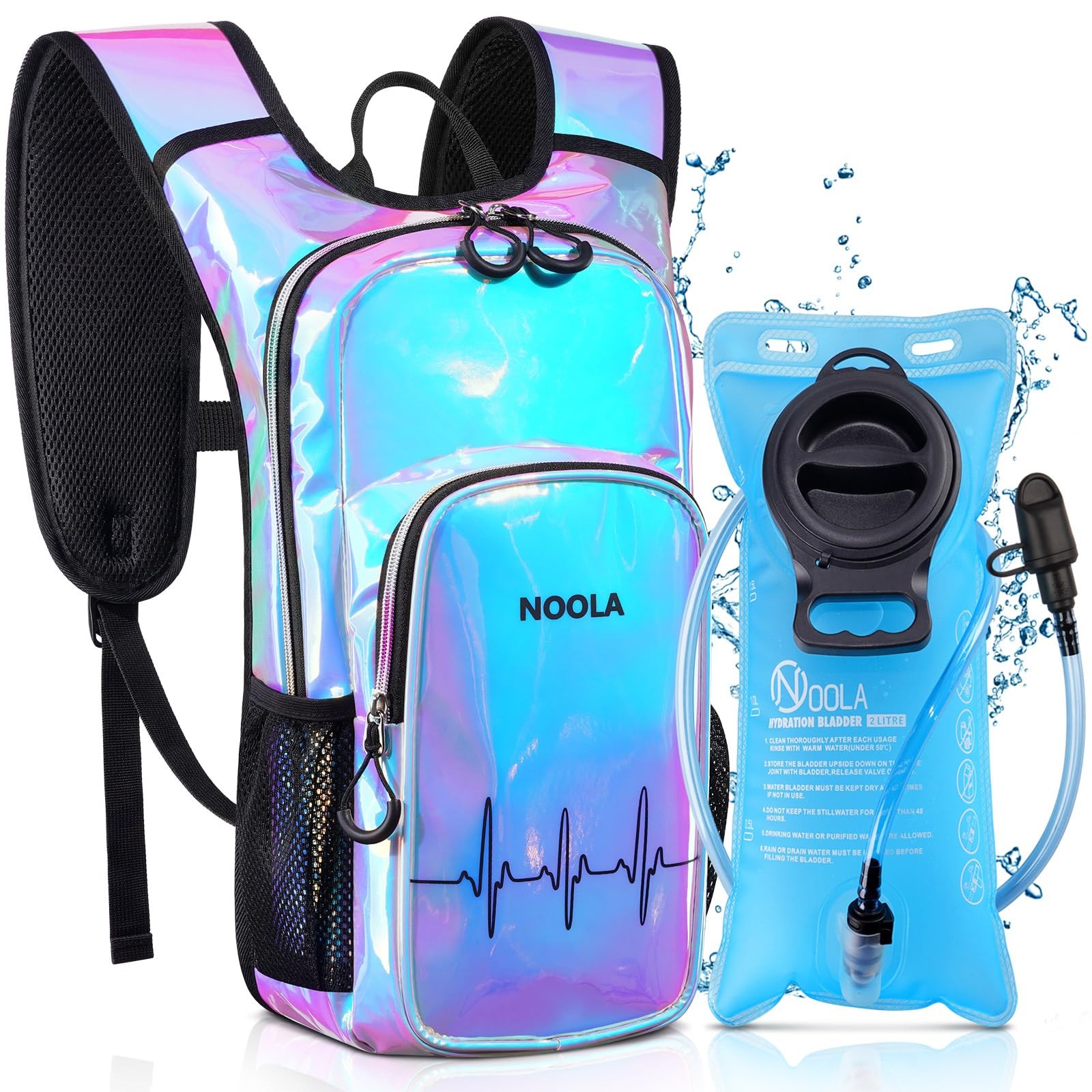 Rave Hydration Backpack, Water Backpack with 2L Water Bladder, Festival Essen...