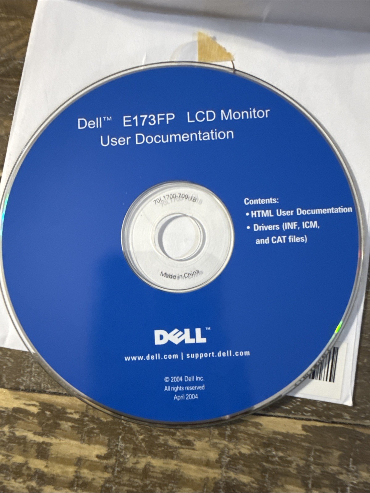 Dell Documentation E173FP LCD Monitor Software PC Cd Rom