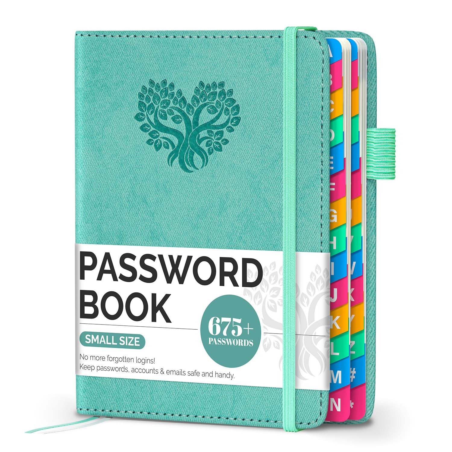 Witsbrez Password Keeper Book with Colorful 4.7''x6.2'', Turquoise