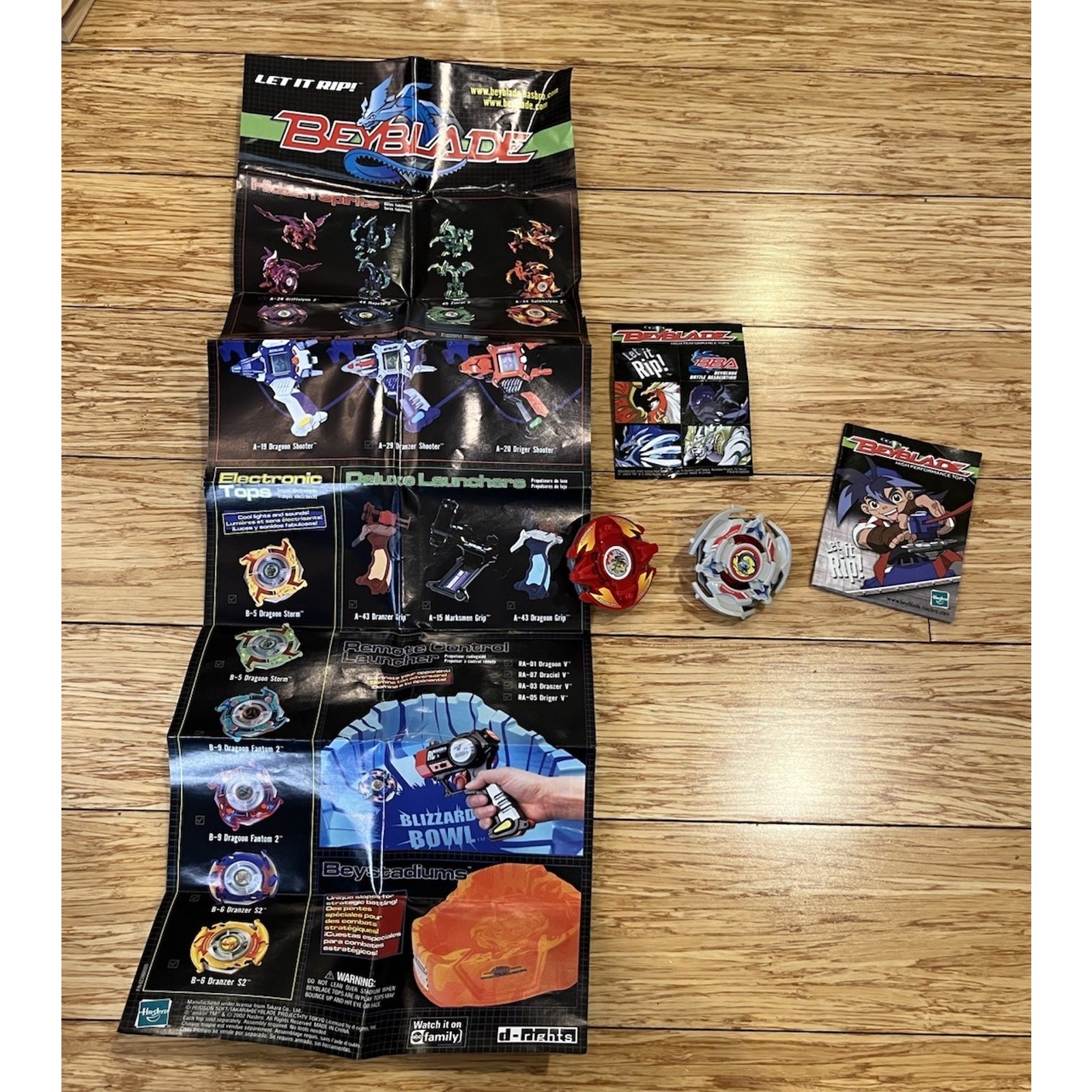 Beyblade Lot Master Dragoon Takara Tomy & Salamalyon Stickers Poster Insert VTG