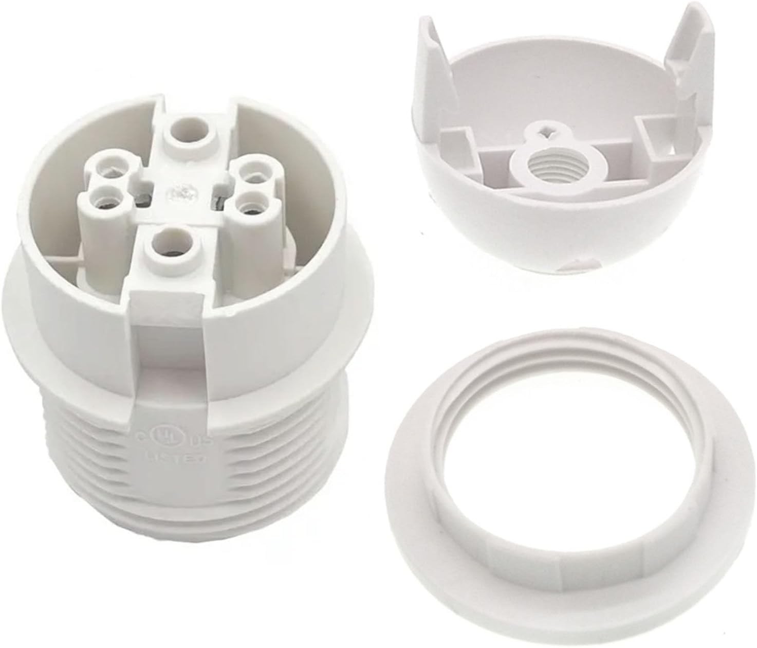 E26 E27 Light Socket,Plastic Threaded Medium Base Lamp Holder with Shade Ring...