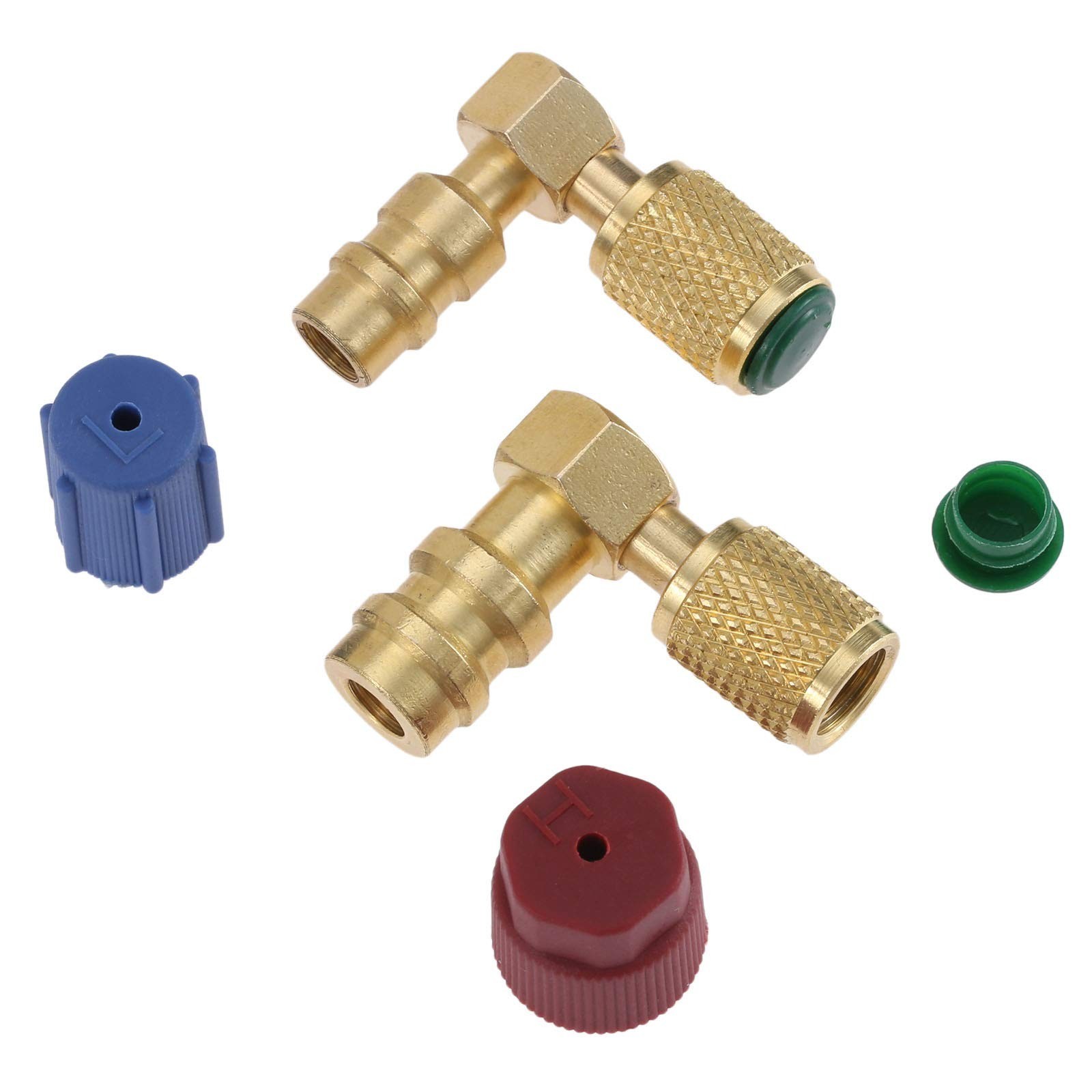 R12 to R134 A High/Low AC Fitting Port Retrofit Conversion Adapter, Quick Cou...