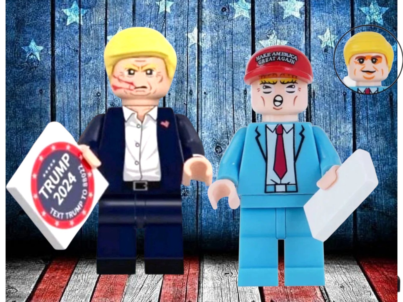 2x🔥 Figures Lot Donald Trump Minifigure MAGA Hat Assassination President Figure