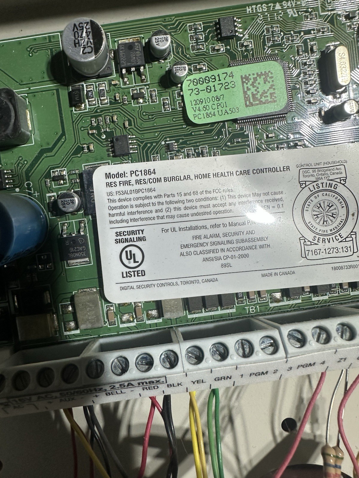 DSC PC1864 Alarm Control Panel Circuit Board, Control Panels & Keypads
