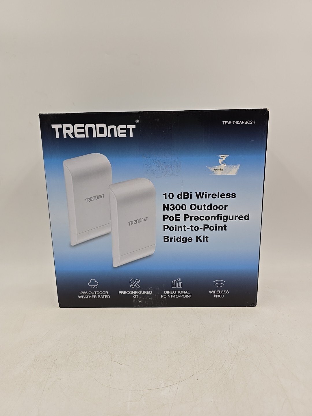 TRENDnet 10dBi Wireless N300 Outdoor PoE Pre-configured Point-to-Point Bridge