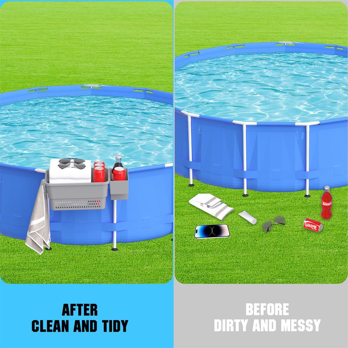 2 Packs Basket Above Ground Poolside Storage Basket for Above Ground Pool US