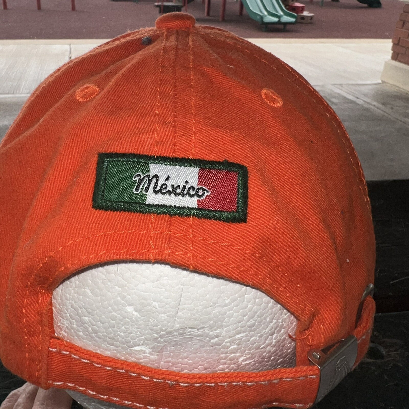 CABO San Lucas Gray Felt Patch on Orange Hat Cap Strap Buckle Mexico Patch EUC