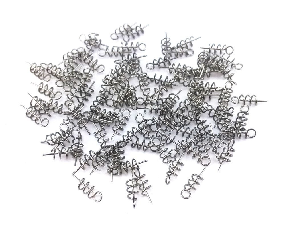 100pcs Spring Twist Lock Fishing Hook Centering Pin for Soft Lure Bait Worm Cran