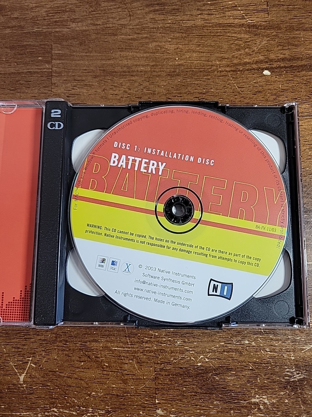 Vintage 2003 Native Instruments Battery 2 Virtual Drum Sampler Software 2 CD Set