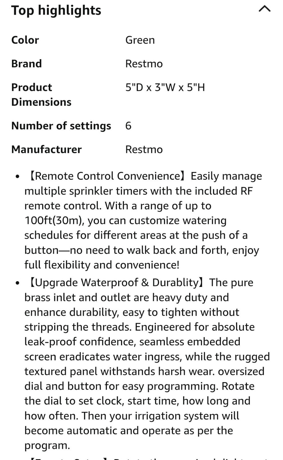 Restmo Remote Control Water Timer Model 0-HT-1A-RF, BSP/NH Thread