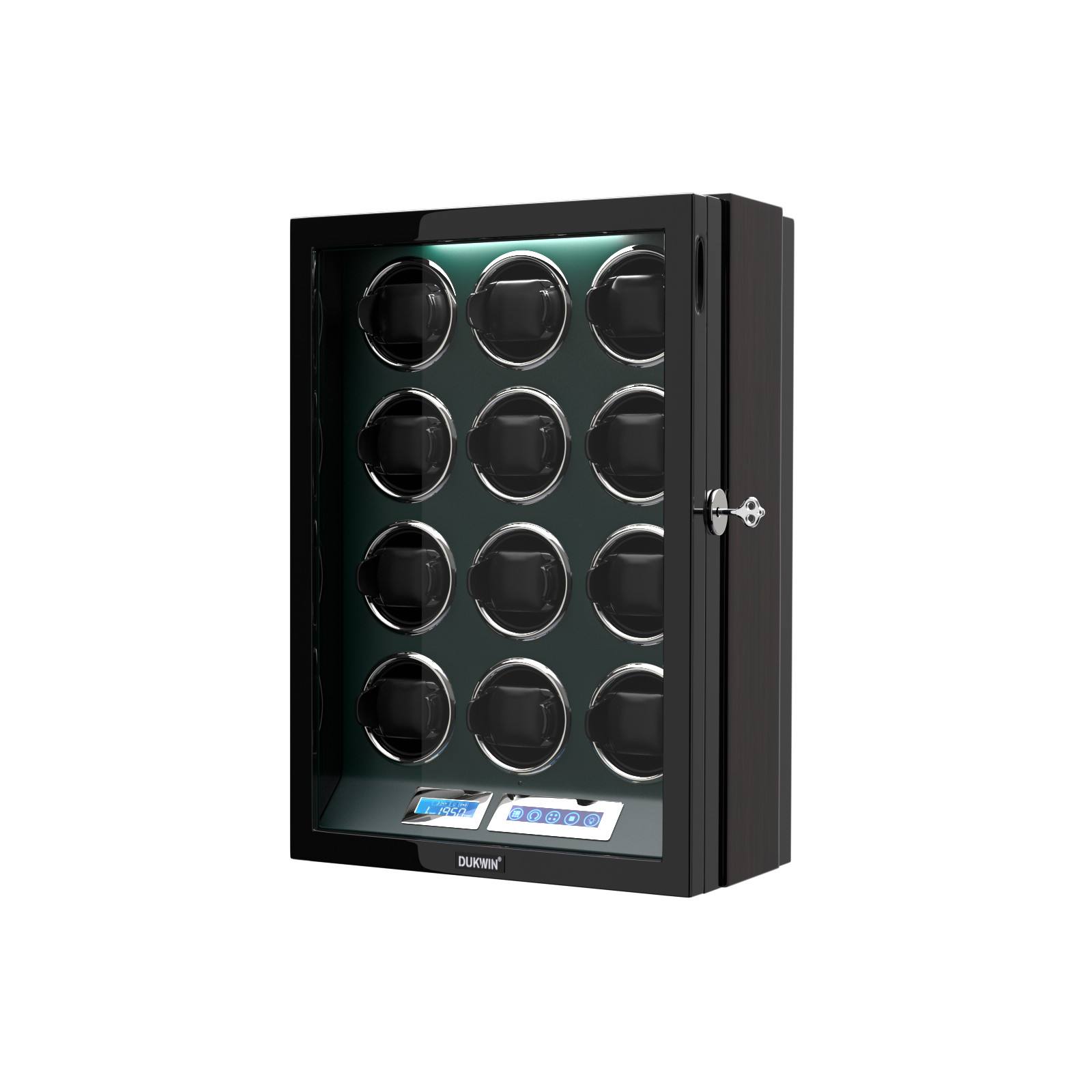 Automatic 12 Watch Winder Rotating Display Case Box LCD Touch Screen Display LED