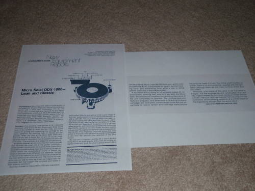 Micro Seiki DDX-1000 Turntable Review, 1977, 2 pgs,Info